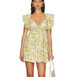Tamra Mini Dress in Yellow For Love and Lemons